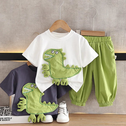 New Summer Baby Boys Cartoon Short Sleeve T-shirt+Shorts Sets Infant Kids Fashion Clothing Outfits Children Clothes Sports Suits