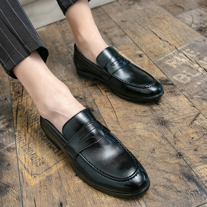 Mens Dress Wedding Fashion Office High Quality Leather Comfy Business Formal Italy Driving Loafers Shoes for Men Plus Size 38~48
