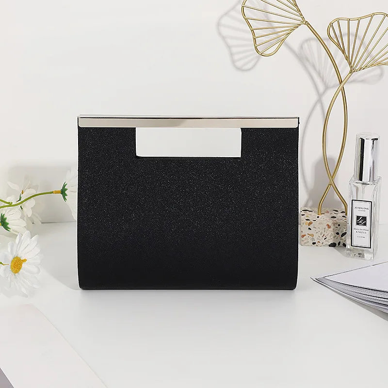 Luxury Designer Black Sparkle Handbag Elegant Women Crystal Shiny Evening Bag Dinner Party Bling Clutch Purse Shoulder Bag 2023