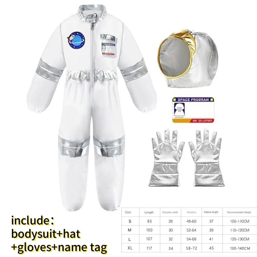 New Astronaut Boys Girls Cosplay Costume for Kids Spaceman Child Halloween Dress Up Children Rocket Jumpsuit Outfit Bodysuits