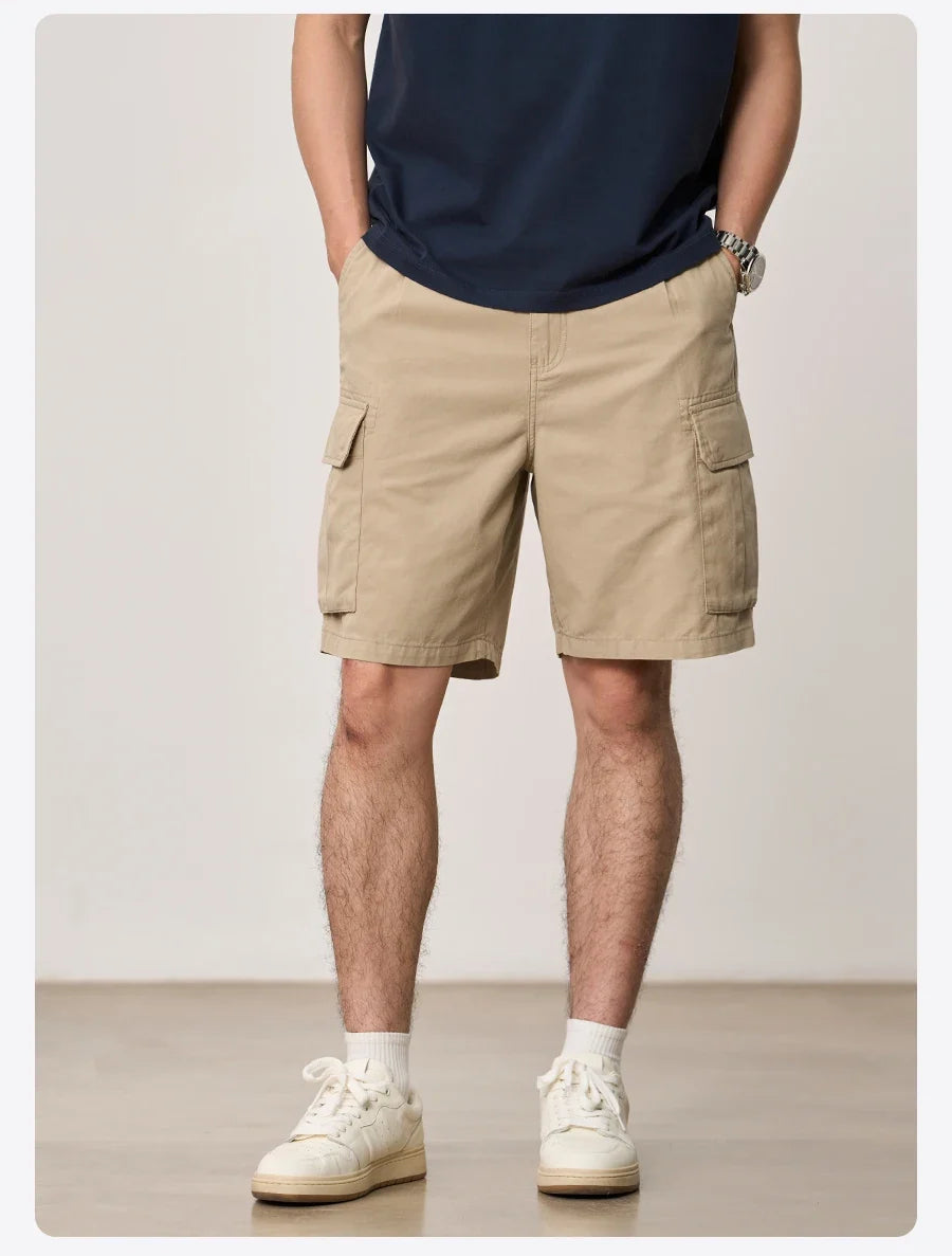 2026 Summer New Oversize 215gsm Tencel Lyocell Blend Fabric Cargo Shorts Men Fashion Outdoor Wear