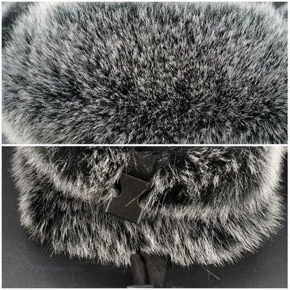 Suede Leather Russian Cossack Ski Cap Earflap Bonnet Faux Fur Earflap Bomber Hats Trapper Hat