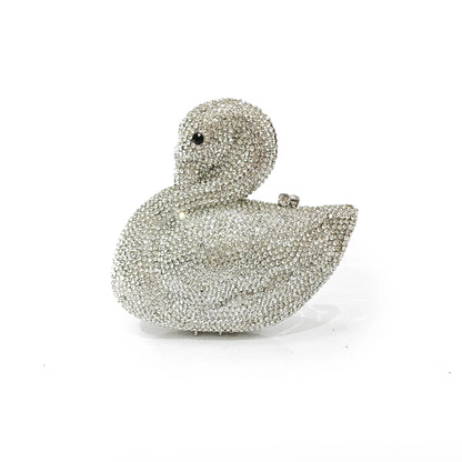 Swan Shaped Crystals Evening Bags New Women Sparkling Rhinestone Metal Clutch Luxury Bridal Purses Wedding Party Handbags