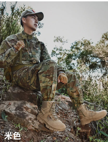 New Men Tactical Boots Ankle Waterproof Desert Hunting Hiking Shoe Unisex Lace Up Male Army Boot Brand Motorcycle Climbing Shoes