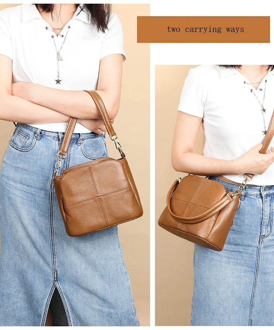 Genuine Leather Women Underarm Bag Versatile Shoulder Handbag Luxury Cowhide Female Crossbody Bag