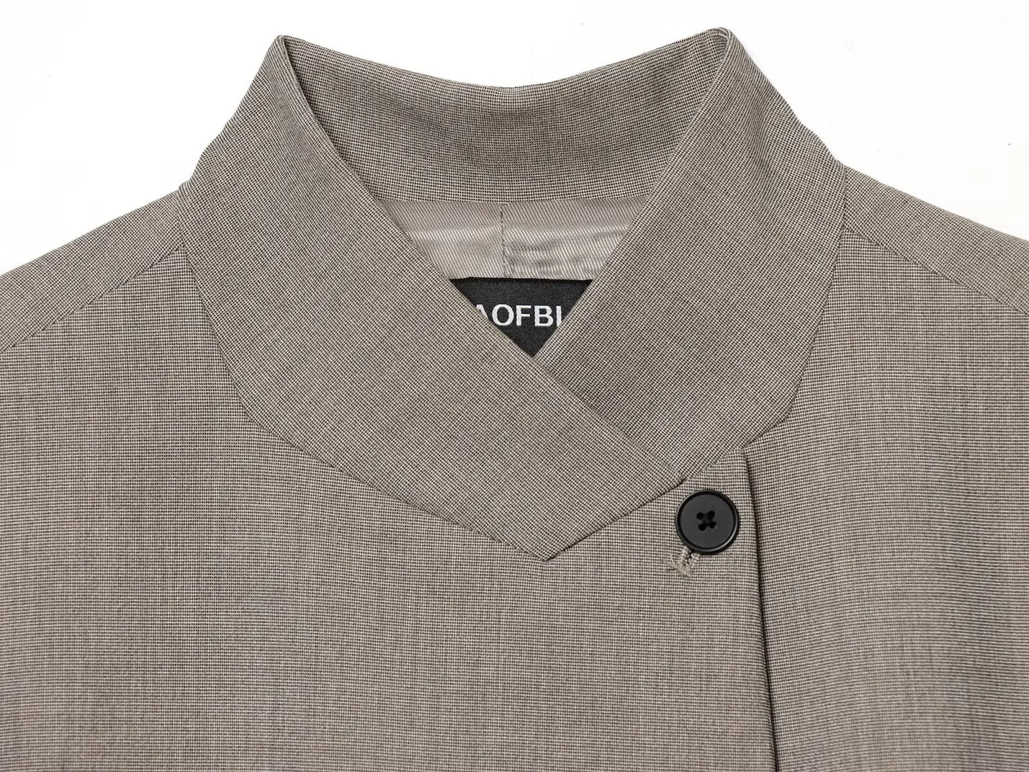 Vintage Solid Grey Elegant Woman Blazer Buttons Fashion 2026 Spring Office Lady Elegant Turtleneck Female Loose Outwear