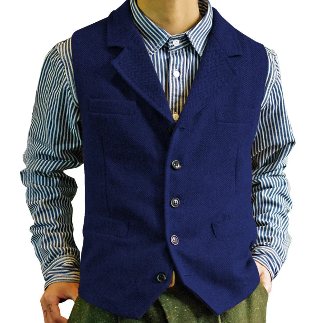 Men Vest Brown Single Button With Lapel Solid Waistcoat For Wedding Banquet Business Office Work Casual Daily Men Suit Vest