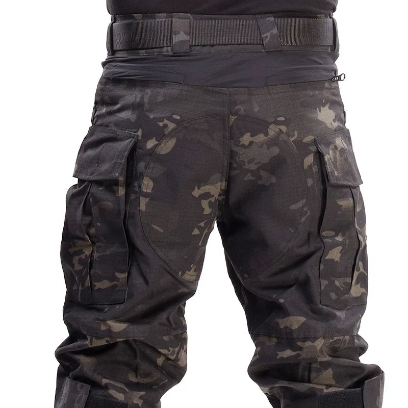 G3 Combat Pants +Pads Elastic Sport Pant Tactical Gear CP Climbing Camo Outdoor Tactic Pants Airsoft Cargo Casual Work Trouser