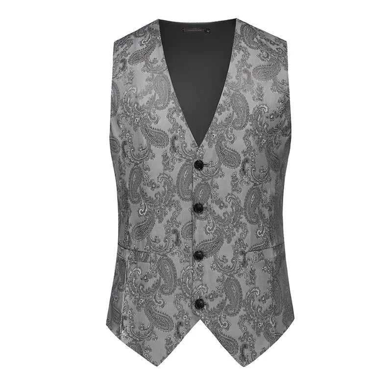2026 New Mens Gold Steampunk Vest, Asian Size Blue Sleeveless Slim Dress Vests, Red Silver Waistcoat