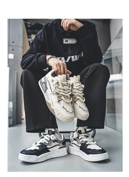 Men's Trendy Skate Shoes, Comfy Non Slip Casual Lace Up Sneakers For Men's Outdoor Activities