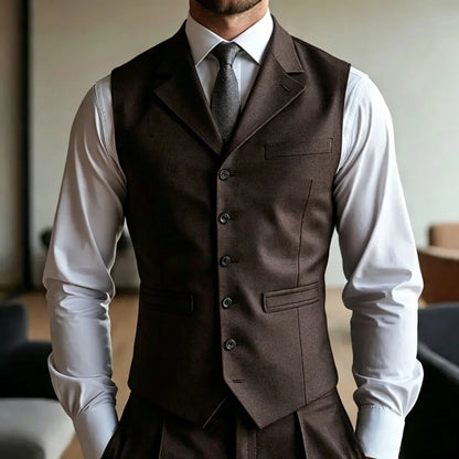 Men Vest Dark Blue With Lapel Single Button Waistcoat For Wedding Groom Banquet Business Work Office Casual Daily Men Suit Vest