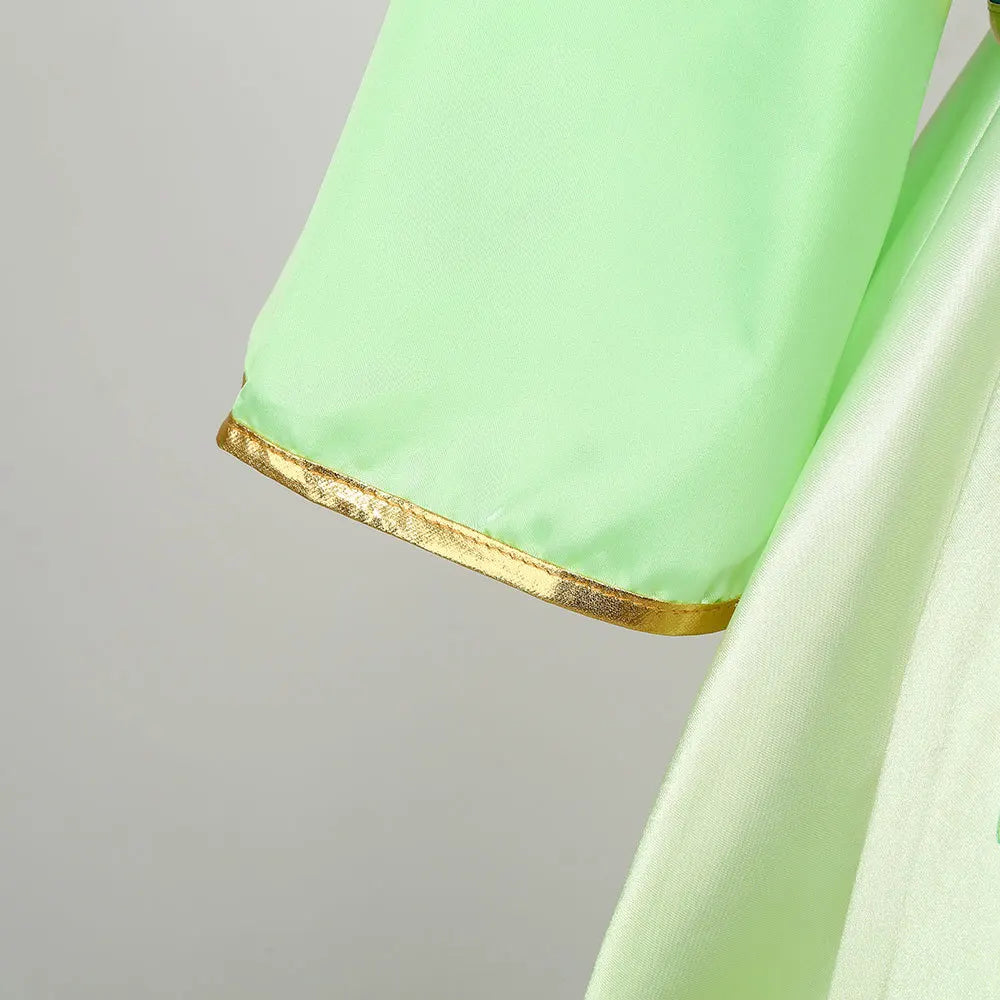 Mulan Cosplay Costume Girl Chinese-style Long-sleeved Hanfu with Hair Accessories Necklace Halloween Girl Hero Costume