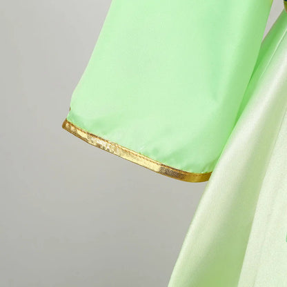 Mulan Cosplay Costume Girl Chinese-style Long-sleeved Hanfu with Hair Accessories Necklace Halloween Girl Hero Costume