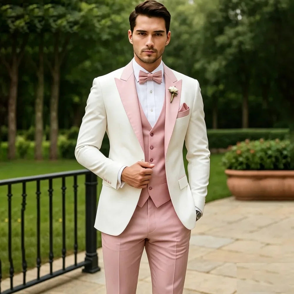 3 Pieces Wedding Tuxedo for Groom Sage Green Slim Fit Formal Men Suits Elegant Blazer Vest Pants Set for Prom Party Ceremony