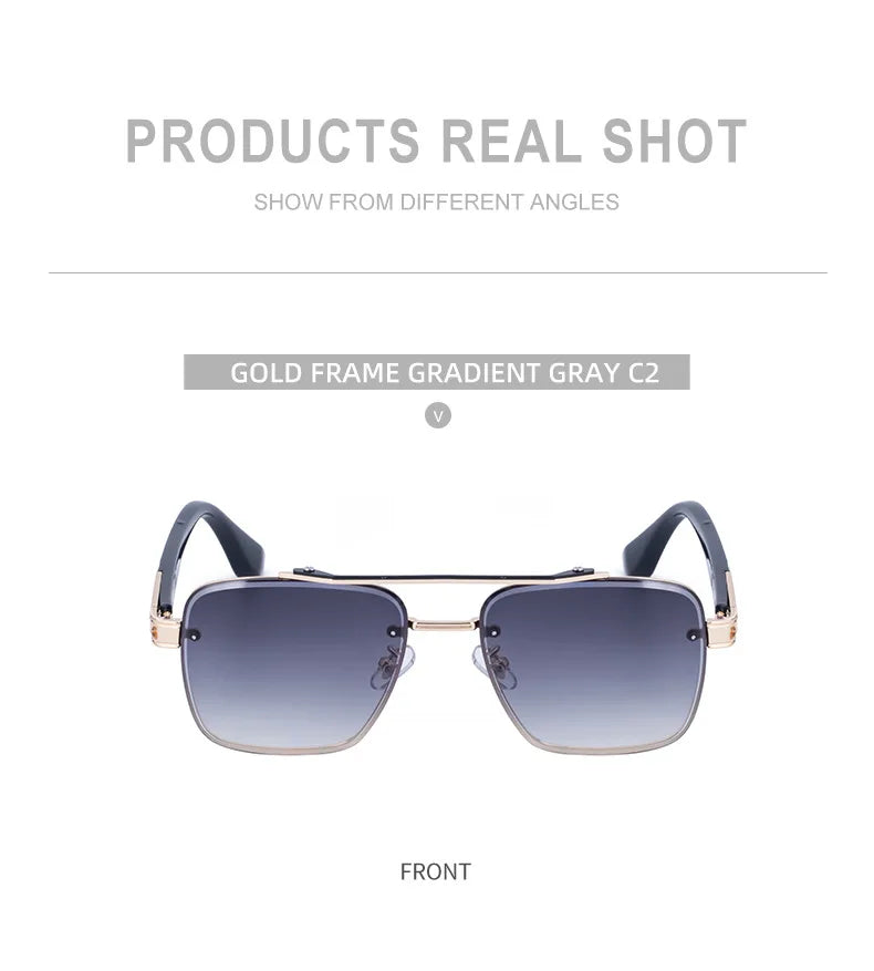 2025 Square Sunglass Men Luxury Sunscreen Rimless Sunglasses Women Vintage Fashion Glasses Gafas De Sol Hombre Lunette De Soleil