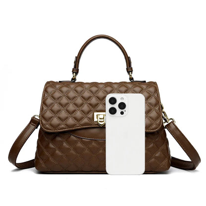 New Women's Soft Leather Shoulder Bags Multi-Layer Pockets Messenger Crossbody Bags Luxury Designer Female Handbags and Purses