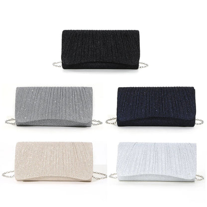 Women Shiny Crossbody Bag Elegant Sparkle Shoulder Bags Clutch Bag Fashion Chain Tote Handbag Ladies Chic Evening Wedding Clutch