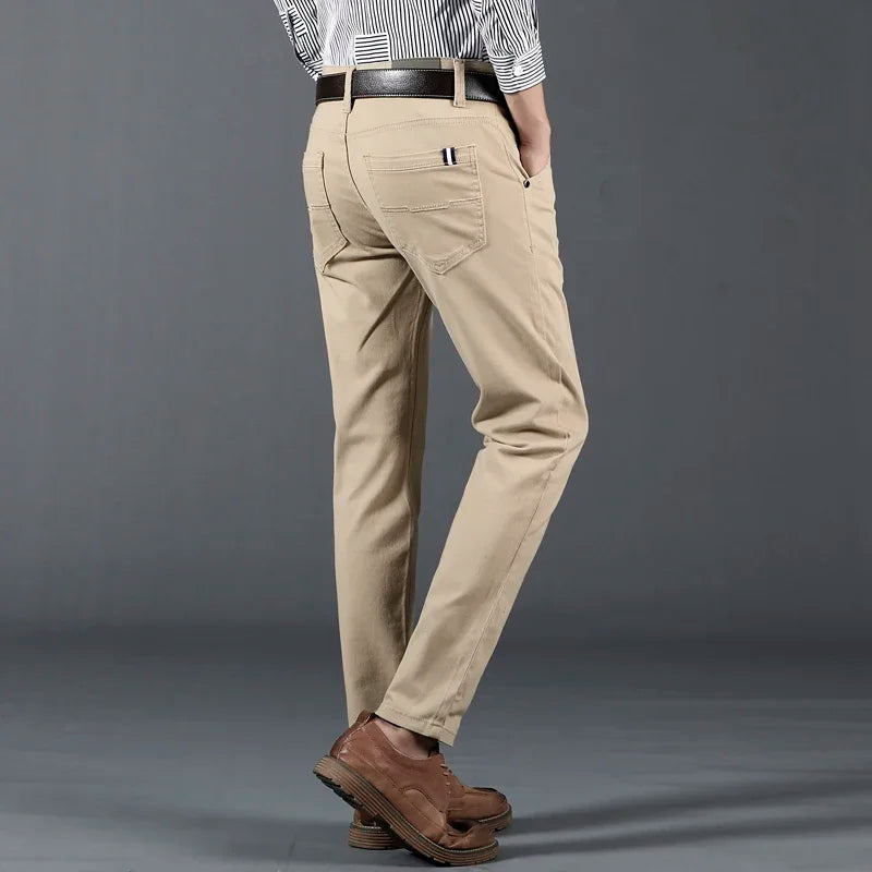 6 Color Men's Classic Solid Color Summer High Quality Thin Casual Pants Business Fashion Stretch Cotton Slim Brand Trousers Male