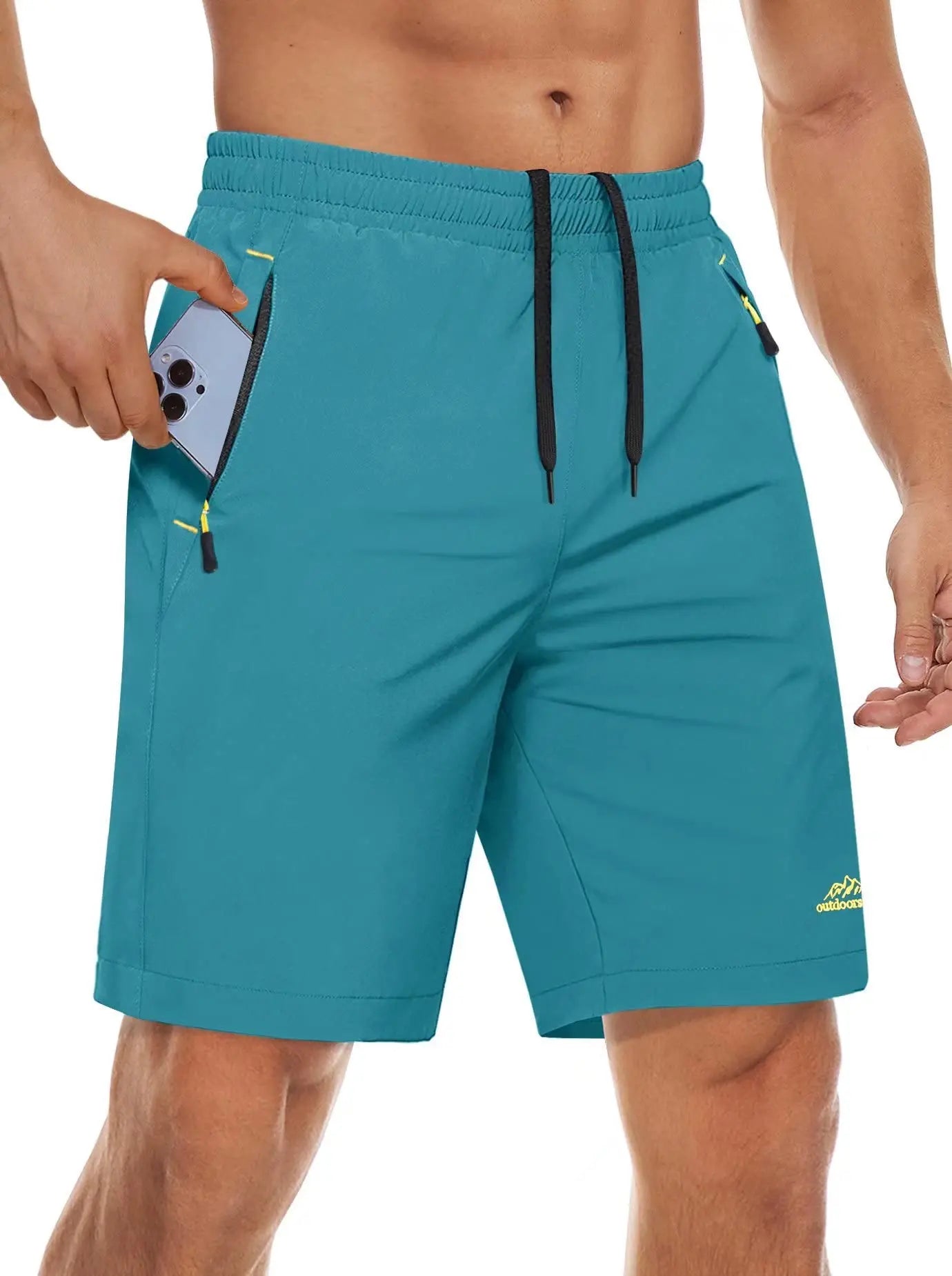 Quick Dry Athletic Shorts with Zipper Pockets Men's Summer Running Shorts Gym Training Workout Fitness Hiking Shorts