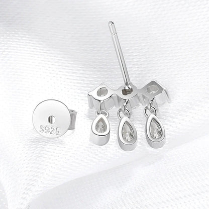 Pear Cut Full Moissanite Drop Earrings for Women Sparkling Luxury Quality Jewelry Wedding Party S925 Sterling Silver
