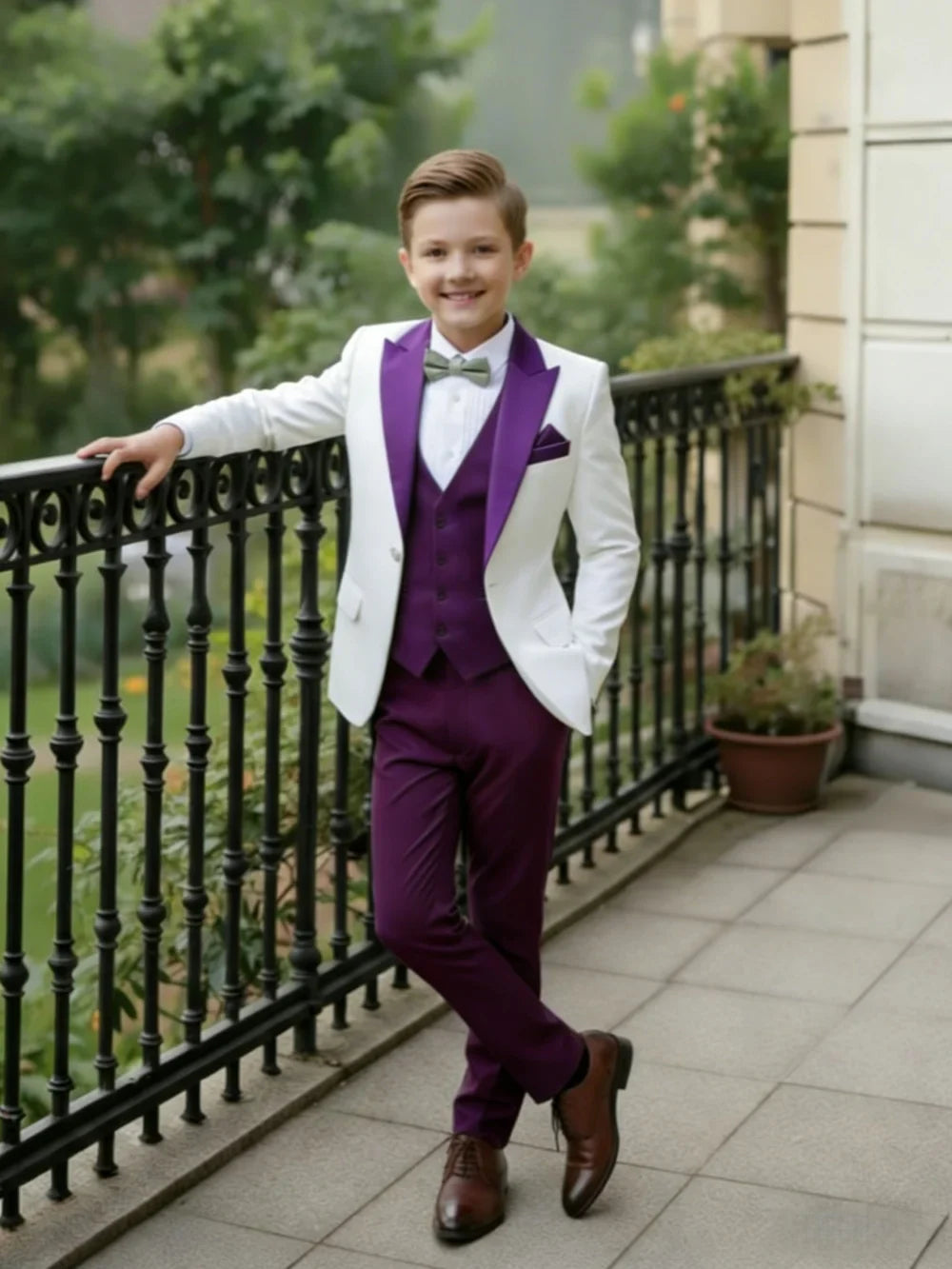 Multi-colors Boys Suits 3 Pieces Jacket Vest Pants Piano Peformance Wear Handsome Elegant Kids Suit Set Wedding Outfit