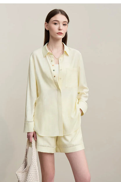 Woman Trousers 2026 Autumn New Hollow Lace Loose Shirt Separate Casual Shorts Versatile Wide-leg Women's Pants 12641014