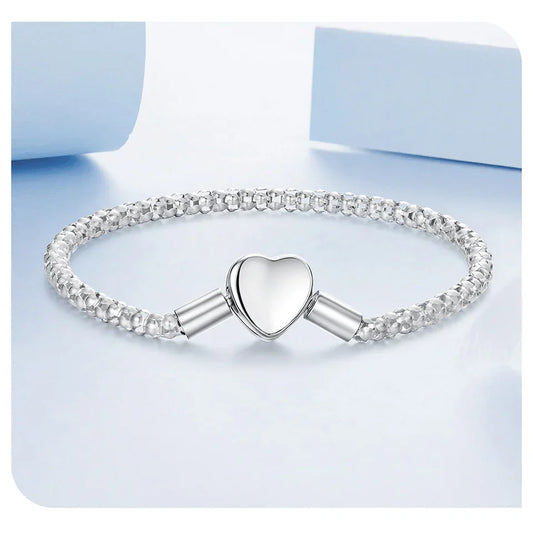 Bracelet à breloques en argent sterling 925 en forme de cœur, chaîne de 3 mm pour femmes, bracelet de haute qualité compatible avec les perles et pendentifs DIY