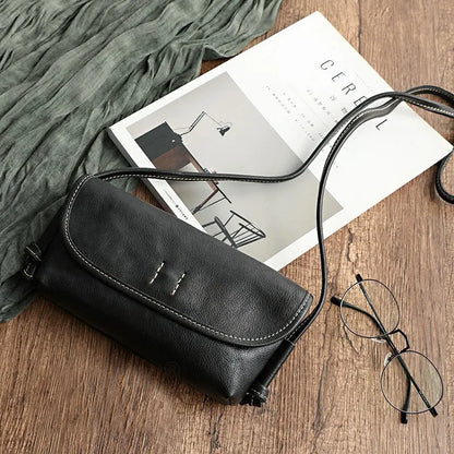 Handmade Retro Soft Cow Leather Women Bag 2026 New Simple Solid Color Shoulder Bags Leisure Ladies Small Messenger Bag