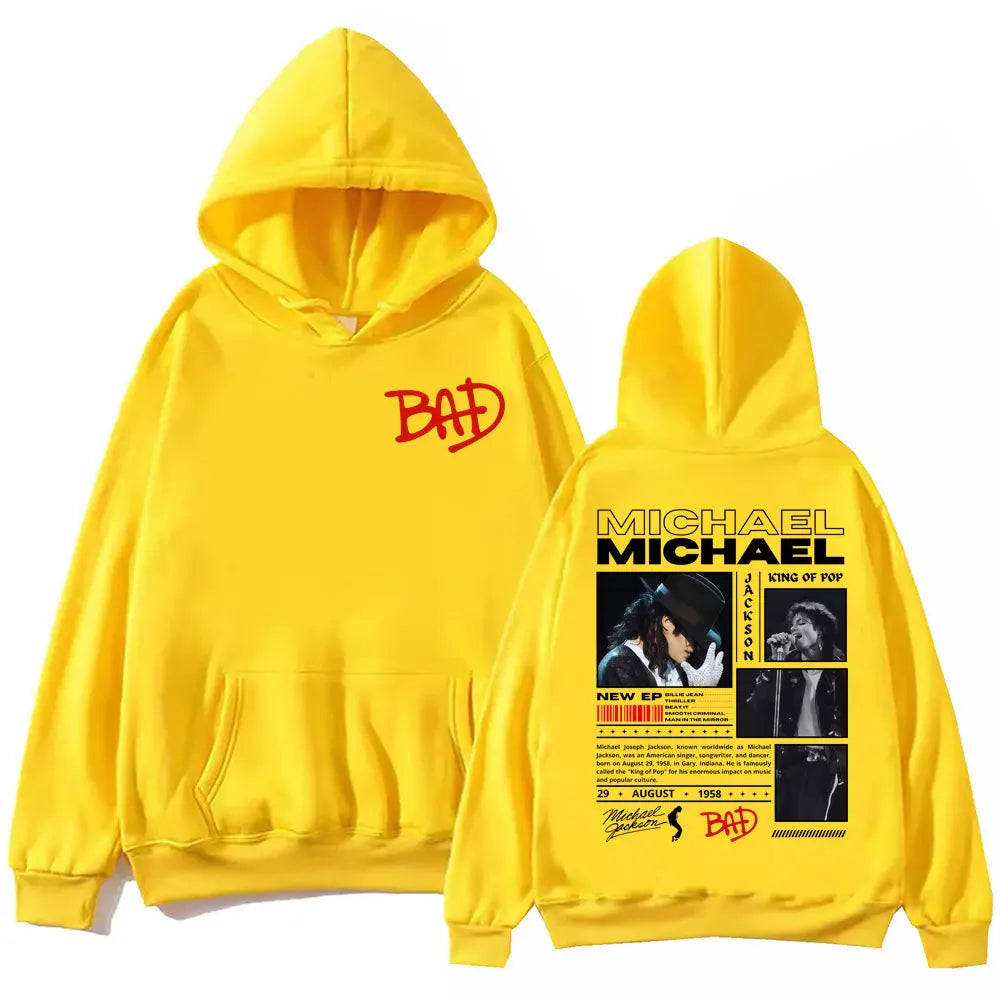 90's Rock Singer Michael Jackson Merch Hoodies Fashion Vintage Hooded Sweatshirts Men Women Casual Loose Pullovers Streetwear