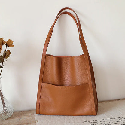 New Women's Large Capacity Genuine Leather Handbag Fashion Single Shoulder Underarm Bag for Ladies Commuting Stylish Girls Bag
