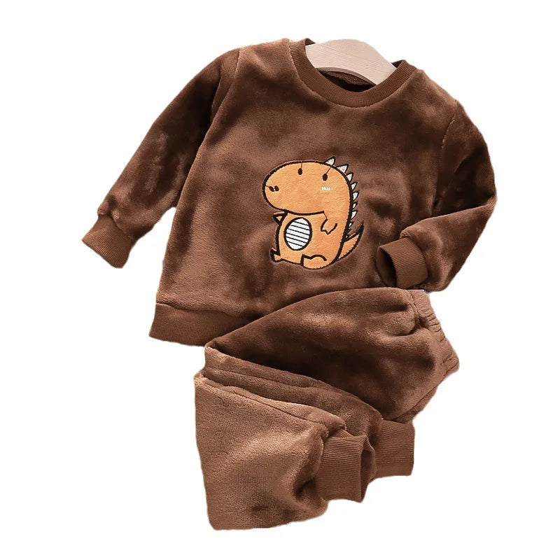 New Autumn Winter Baby Clothes Children Sleepwear Girls Fashion Cartoon Long Sleeve Top Pants Toddler Boys Costume Kids Pajamas
