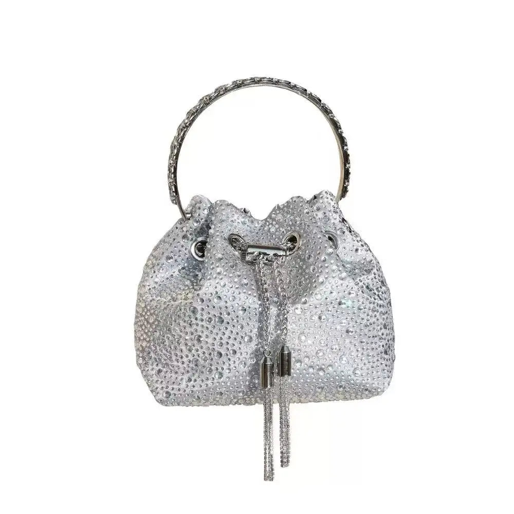Luxury Designer Women Handbag Glitter Diamond Banquet Bag Satin Bucket Bag Wedding Party Clutch Purse Exquisite Evening Bag
