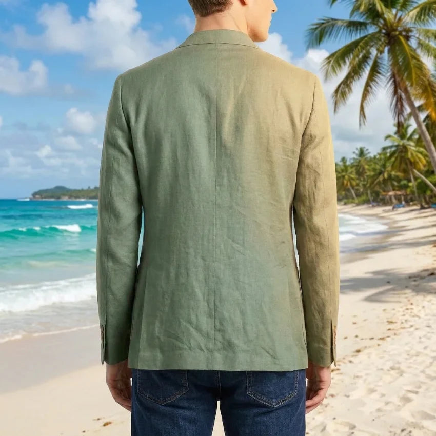 Linen Men Blazer for Summer Beach Party 1 Piece Sage Green Notched Lapel Slim Fit Man Suit Jacket Male Fashion Suit New XS-5XL