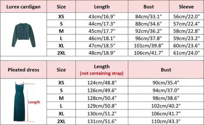 AP Women 2026 Autumn and Winter New Design Shine Cardigan and Pleated Slip Dress Elegant Lady Clothing