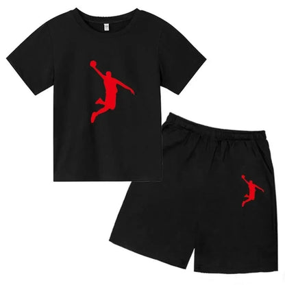 Basketball Idol Print Kids Summer Casual 2pcs T-shirts+Pants Sports Suits 3-13 Years Boys Girls Leisure Outfits Children Clothes