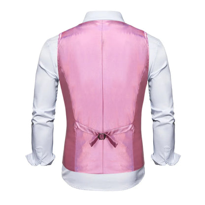 2025 New Gold, Silver, Pink, Purple Disco Glitter Vest for Men, Six Color Bright Men's Waistcoat with Bow Tie, Eur Size S-2XL