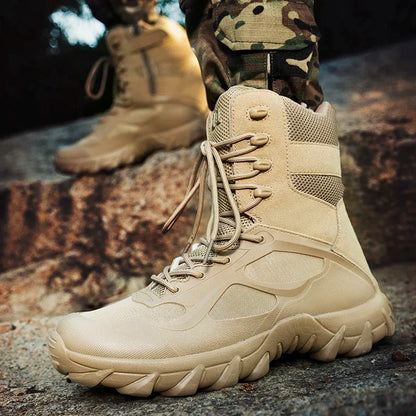 New Men Motorcycle Tactical Boots Work Army Desert Safety Climbing Hiking Shoes Anti-Slip Ultrallight Hunting Boots High Quality