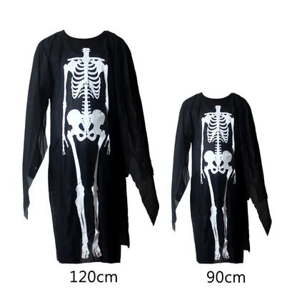 2026Halloween New Party Role Playing Children Adult Death Black Cloak Halloween Skull Ball Costume Prop Set Children Adult Gift