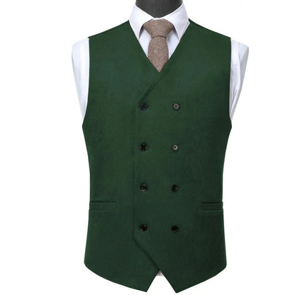Men Vest Brown Suede Double Button Solid Waistcoat For Wedding Birthday Banquet Party Business Work Daily Casual Men Suit Vest