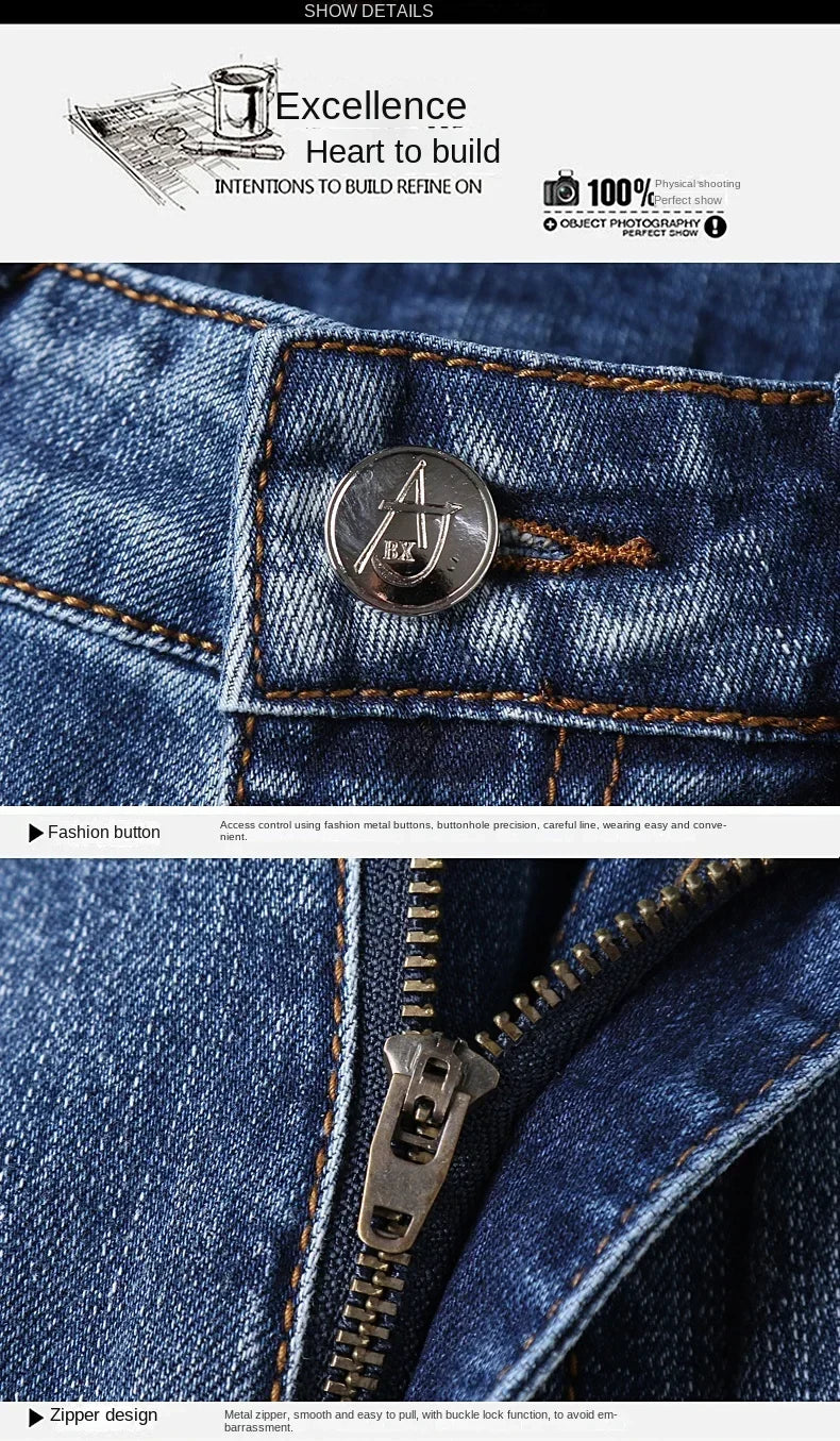 European Luxury Brand High-end Trendy Jeans Men's Slim Fit Fashion Versatile Casual Long Pants  Men Denim Y2k Clothes Men
