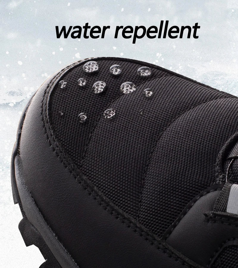 Rotating Button Men's Snow Boots Warm Plush Winter Boots Men Outdoors Cotton Shoes Wear resistant Mid-Calf Boots Platform Shoes