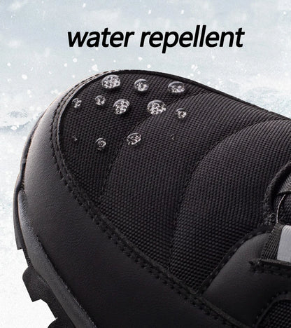 Rotating Button Men's Snow Boots Warm Plush Winter Boots Men Outdoors Cotton Shoes Wear resistant Mid-Calf Boots Platform Shoes