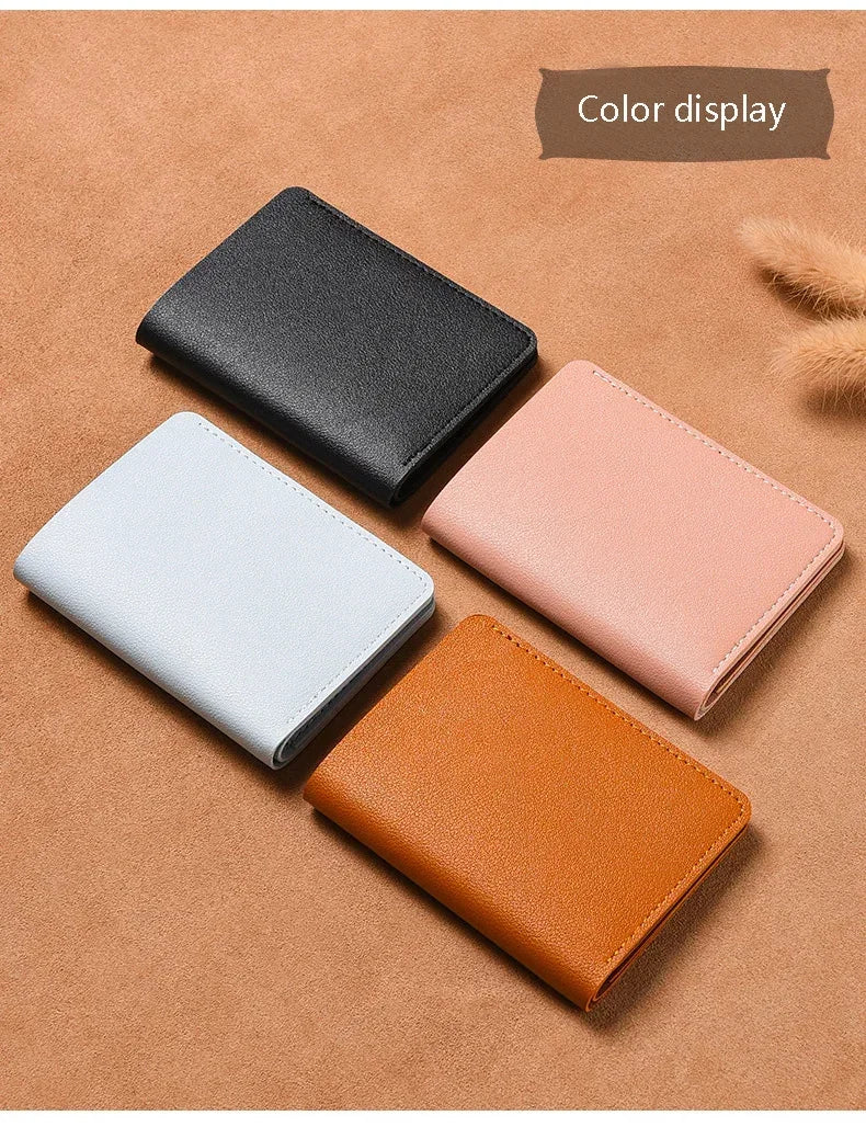 2025 Soft Leather Mini Wallet – Slim Foldable Card Case with Snap Closure for Women & Men