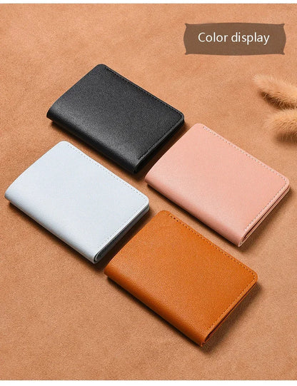 2025 Soft Leather Mini Wallet – Slim Foldable Card Case with Snap Closure for Women & Men