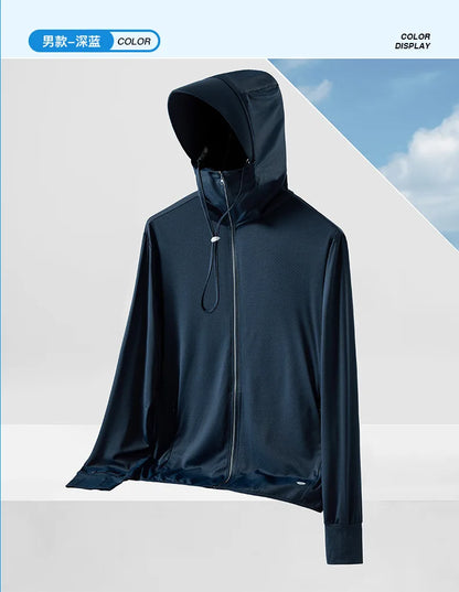 Men's Summer New Sunscreen Clothing Women's Large Brim UPF50 + UV Protection Ice Silk Sunscreen Clothing Outdoor Skin Clothing