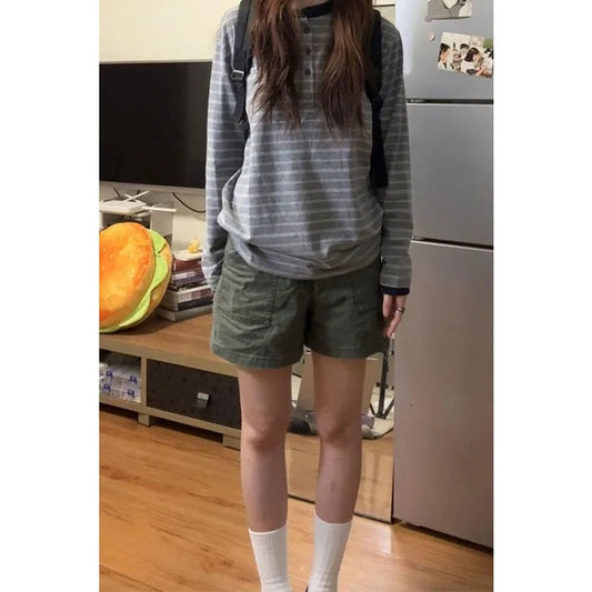 Korean Retro Casual Denim Shorts Women's 2026 Spring and Summer High Waist Wide Leg Hot Pants