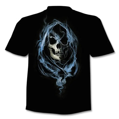 New retro street punk motorcycle men's T-shirt 3D shirt casual fashion hip-hop horror short sleeved round neck men's clothing