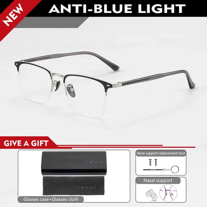 Classic Business Half Rim Eyeglasses Black Reading Glasses Men 888 Retro Anti-Blue Light Frames Customizable prescriptions