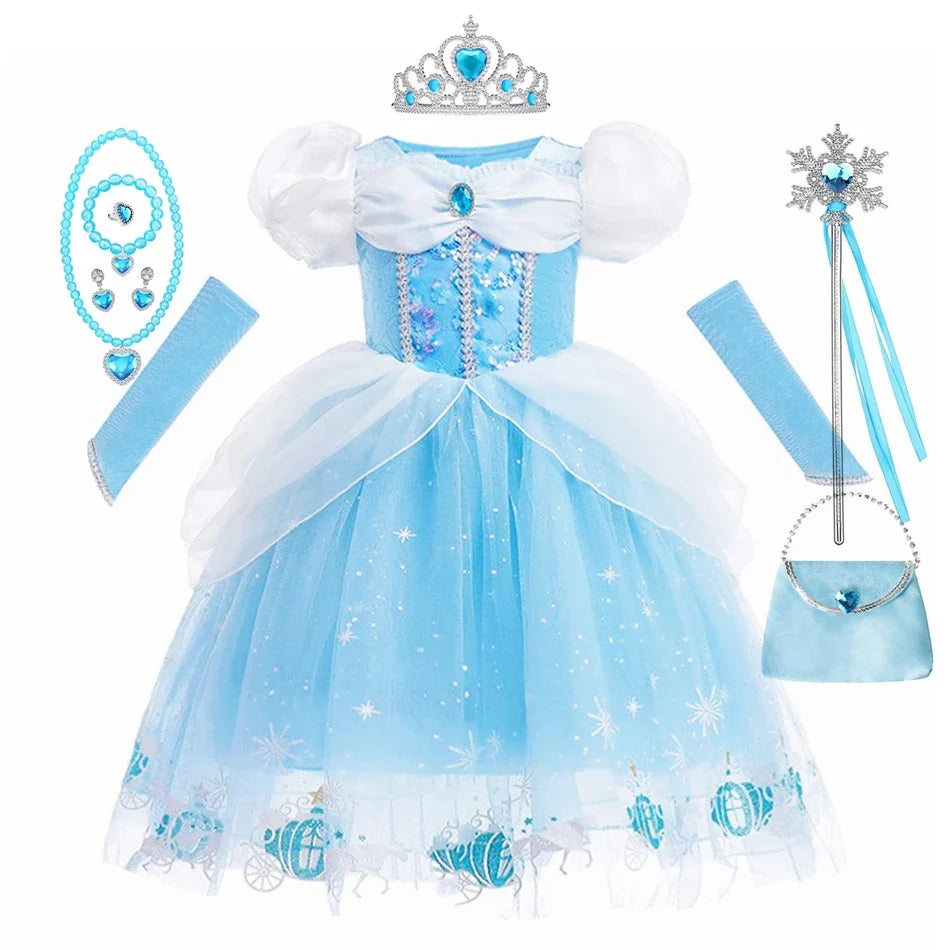 Cinderella Dress Kids Halloween Party Girls Princess Cosplay Costume Dress Up Carnival Christmas Fancy Children Clothing