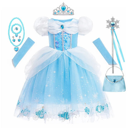 Cinderella Dress Kids Halloween Party Girls Princess Cosplay Costume Dress Up Carnival Christmas Fancy Children Clothing